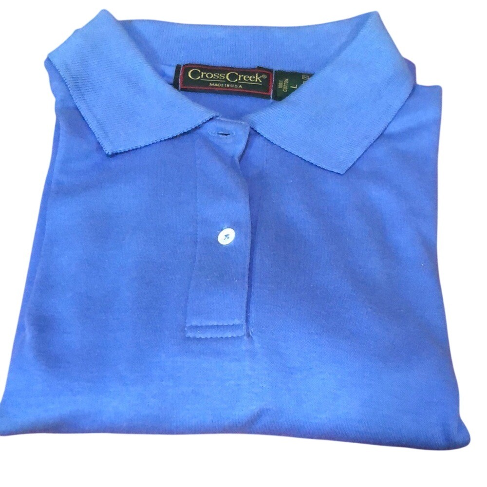 Women's Blue Short Sleeve Polo Made in USA‎